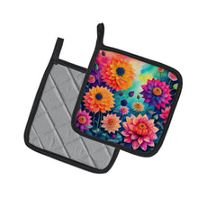 Load image into Gallery viewer, Colorful Dahlias Pot Holders - Set of 2 Decorative Kitchen Helpers | Made in the USA