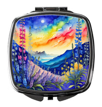 Load image into Gallery viewer, Colorful Delphinium Compact Mirror – Stylish Purse Mirror with Artistic Covers