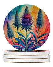 Load image into Gallery viewer, Colorful Eryngium Large Sandstone Coasters Pack of 4