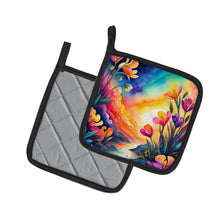 Load image into Gallery viewer, Colorful Freesia Pot Holders - Set of 2 Decorative Kitchen Helpers | Made in the USA