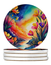Load image into Gallery viewer, Colorful Freesia Large Sandstone Coasters Pack of 4