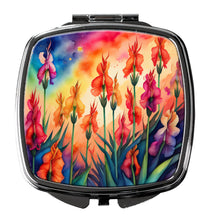 Load image into Gallery viewer, Colorful Gladiolus Compact Mirror – Stylish Purse Mirror with Artistic Covers