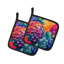 Load image into Gallery viewer, Colorful Hydrangeas Pot Holders - Set of 2 Decorative Kitchen Helpers | Made in the USA