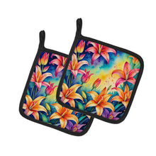Load image into Gallery viewer, Colorful Lilies Pot Holders - Set of 2 Decorative Kitchen Helpers | Made in the USA