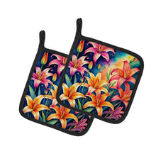 Load image into Gallery viewer, Colorful Lilies Pot Holders - Set of 2 Decorative Kitchen Helpers | Made in the USA