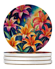 Load image into Gallery viewer, Colorful Lilies Large Sandstone Coasters Pack of 4