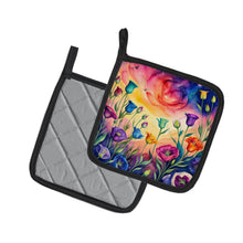 Load image into Gallery viewer, Colorful Lisianthus Pot Holders - Set of 2 Decorative Kitchen Helpers | Made in the USA