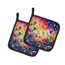 Load image into Gallery viewer, Colorful Lisianthus Pot Holders - Set of 2 Decorative Kitchen Helpers | Made in the USA