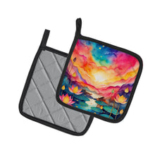 Load image into Gallery viewer, Colorful Lotus Pot Holders - Set of 2 Decorative Kitchen Helpers | Made in the USA