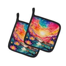 Load image into Gallery viewer, Colorful Lotus Pot Holders - Set of 2 Decorative Kitchen Helpers | Made in the USA
