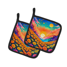 Load image into Gallery viewer, Colorful Marigolds Pot Holders - Set of 2 Decorative Kitchen Helpers | Made in the USA