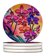 Load image into Gallery viewer, Colorful Orchids Large Sandstone Coasters Pack of 4