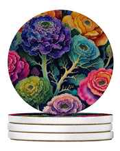 Load image into Gallery viewer, Colorful Ornamental Kale Large Sandstone Coasters Pack of 4