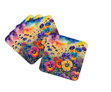 Load image into Gallery viewer, Colorful Pansies Foam Coaster