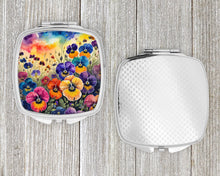 Load image into Gallery viewer, Colorful Pansies Compact Mirror – Stylish Purse Mirror with Artistic Covers
