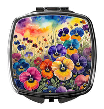 Load image into Gallery viewer, Colorful Pansies Compact Mirror – Stylish Purse Mirror with Artistic Covers