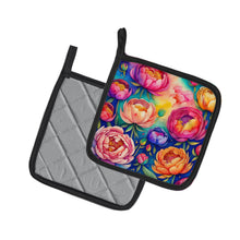 Load image into Gallery viewer, Colorful Peonies Pot Holders - Set of 2 Decorative Kitchen Helpers | Made in the USA