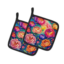 Load image into Gallery viewer, Colorful Peonies Pot Holders - Set of 2 Decorative Kitchen Helpers | Made in the USA