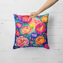 Load image into Gallery viewer, Colorful Peonies Fabric Decorative Pillow