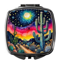Load image into Gallery viewer, Colorful Queen of the Night Cactus Compact Mirror – Stylish Purse Mirror with Artistic Covers