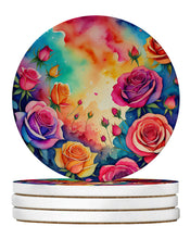 Load image into Gallery viewer, Colorful Roses Large Sandstone Coasters Pack of 4