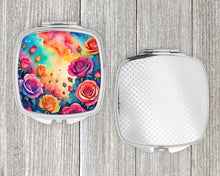 Load image into Gallery viewer, Colorful Roses Compact Mirror – Stylish Purse Mirror with Artistic Covers