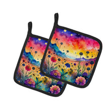 Load image into Gallery viewer, Colorful Scabiosa Pot Holders - Set of 2 Decorative Kitchen Helpers | Made in the USA