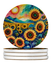 Load image into Gallery viewer, Colorful Sunflowers Large Sandstone Coasters Pack of 4