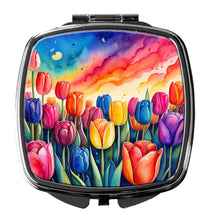 Load image into Gallery viewer, Colorful Tulips Compact Mirror – Stylish Purse Mirror with Artistic Covers