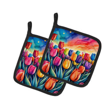 Load image into Gallery viewer, Colorful Tulips Pot Holders - Set of 2 Decorative Kitchen Helpers | Made in the USA