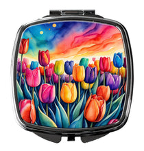 Load image into Gallery viewer, Colorful Tulips Compact Mirror – Stylish Purse Mirror with Artistic Covers