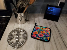 Load image into Gallery viewer, Colorful Zinnias Pot Holders - Set of 2 Decorative Kitchen Helpers | Made in the USA