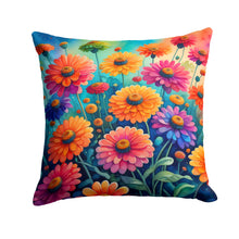 Load image into Gallery viewer, Colorful Zinnias Fabric Decorative Pillow