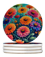 Load image into Gallery viewer, Colorful Zinnias Large Sandstone Coasters Pack of 4