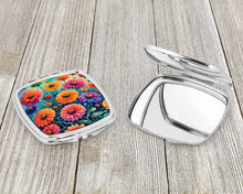 Load image into Gallery viewer, Colorful Zinnias Compact Mirror – Stylish Purse Mirror with Artistic Covers