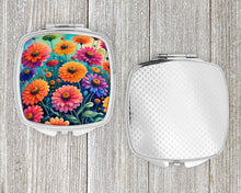 Load image into Gallery viewer, Colorful Zinnias Compact Mirror – Stylish Purse Mirror with Artistic Covers