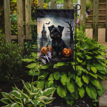 Load image into Gallery viewer, Affenpinscher Spooky Halloween Garden Flag – Dog in Cemetery Scene