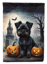 Load image into Gallery viewer, Affenpinscher Spooky Halloween Garden Flag – Dog in Cemetery Scene