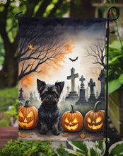 Load image into Gallery viewer, Affenpinscher Spooky Halloween Garden Flag – Dog in Cemetery Scene