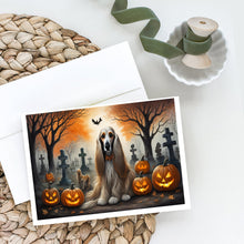 Load image into Gallery viewer, Afghan Hound Spooky Halloween Greeting Cards -  Blank Note Cards – 8-Pack of Artist-Designed Cards with Envelopes