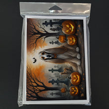 Load image into Gallery viewer, Afghan Hound Spooky Halloween Greeting Cards -  Blank Note Cards – 8-Pack of Artist-Designed Cards with Envelopes