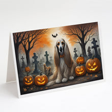 Load image into Gallery viewer, Afghan Hound Spooky Halloween Greeting Cards -  Blank Note Cards – 8-Pack of Artist-Designed Cards with Envelopes