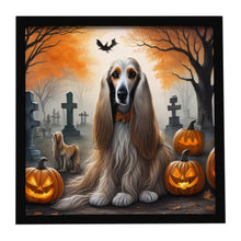 Load image into Gallery viewer, Afghan Hound Spooky Halloween Framed Metal Print