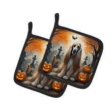 Load image into Gallery viewer, Afghan Hound Spooky Halloween Pot Holders - Set of 2 Decorative Kitchen Helpers | Made in the USA