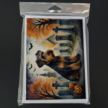 Load image into Gallery viewer, Airedale Terrier Spooky Halloween Greeting Cards -  Blank Note Cards – 8-Pack of Artist-Designed Cards with Envelopes