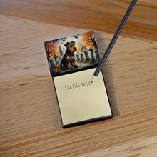 Load image into Gallery viewer, Airedale Terrier Spooky Halloween Sticky Note Holder- Refiilable Desk Accessory Note Pad