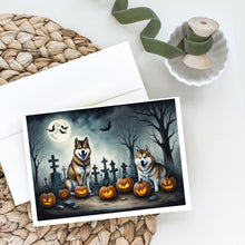 Load image into Gallery viewer, Akita Spooky Halloween Greeting Cards -  Blank Note Cards – 8-Pack of Artist-Designed Cards with Envelopes