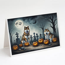Load image into Gallery viewer, Akita Spooky Halloween Greeting Cards -  Blank Note Cards – 8-Pack of Artist-Designed Cards with Envelopes