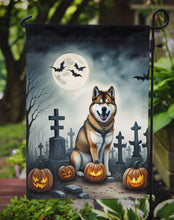 Load image into Gallery viewer, Akita Spooky Halloween Garden Flag – Dog in Cemetery Scene