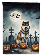 Load image into Gallery viewer, Akita Spooky Halloween Garden Flag – Dog in Cemetery Scene